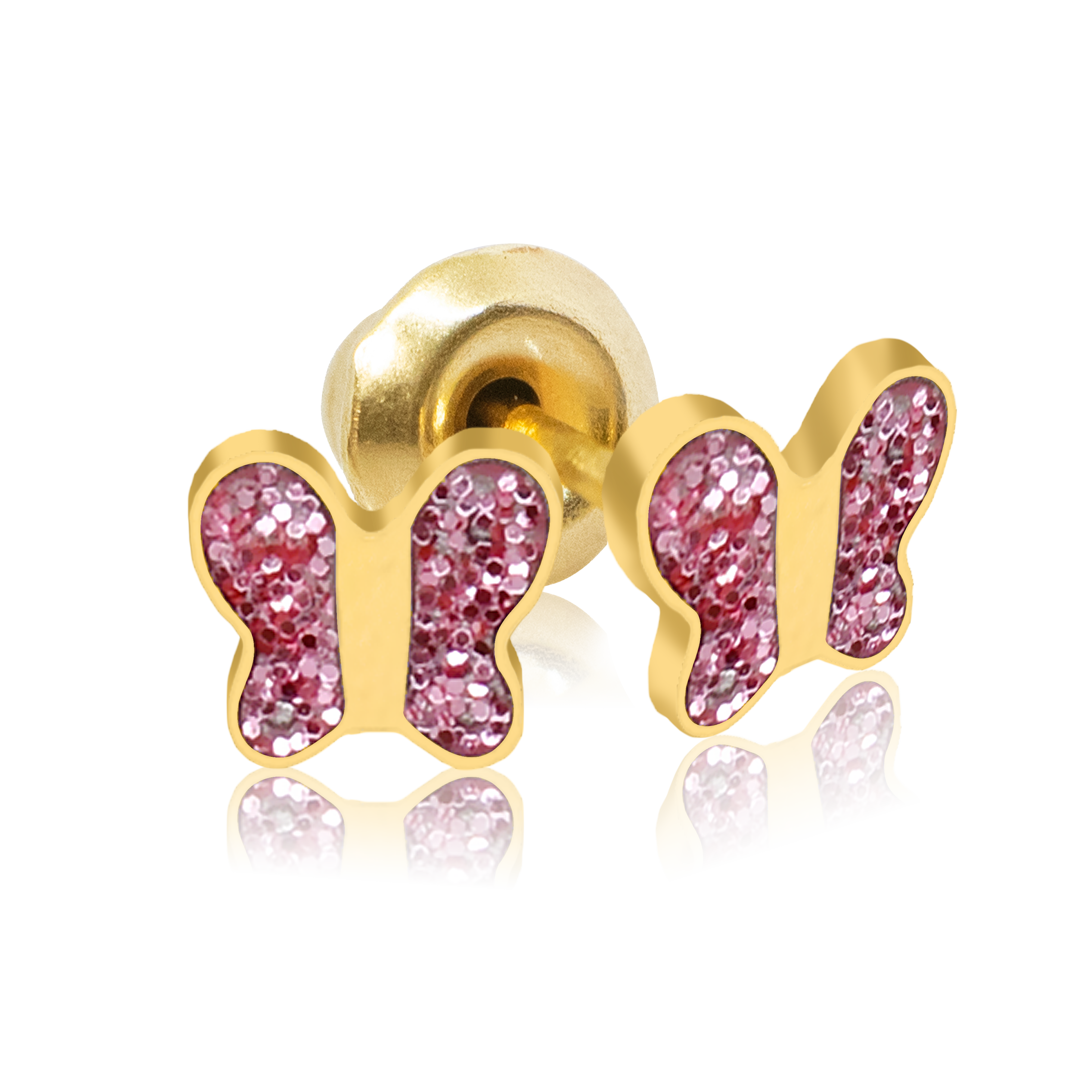 QPP Klick-Schmetterling Emaille Pink, vergoldet, Artikel-Nr. CLK-BU01Y / Kurz-Nr. A18