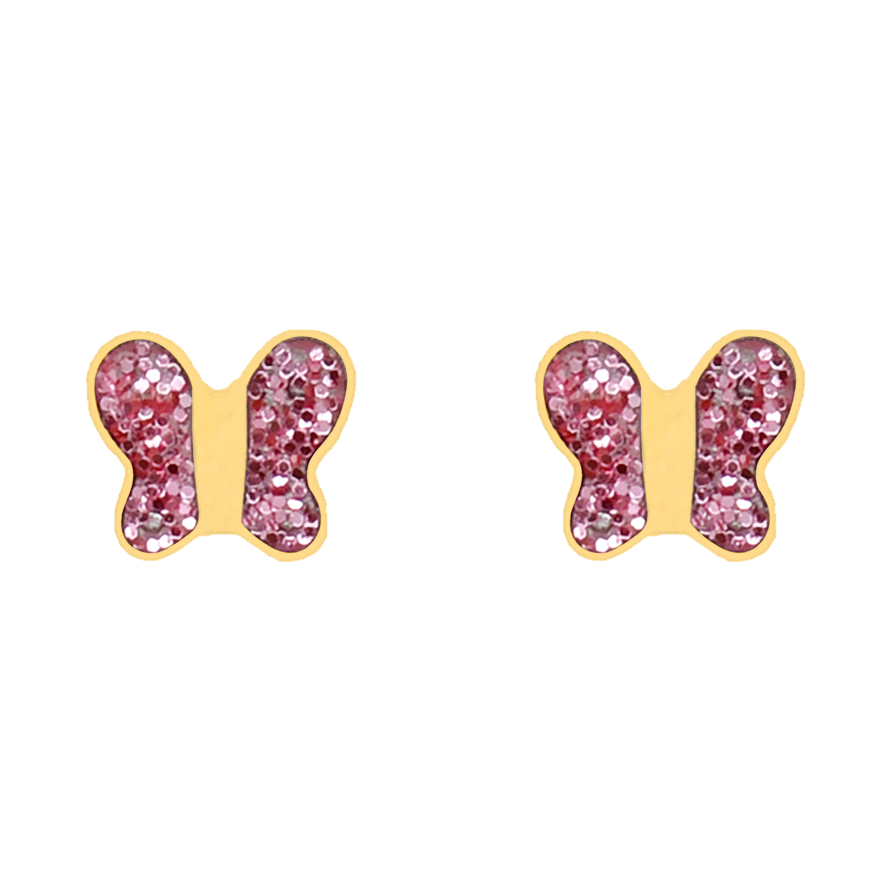 QPP Klick-Schmetterling Emaille Pink, vergoldet, Artikel-Nr. CLK-BU01Y / Kurz-Nr. A18