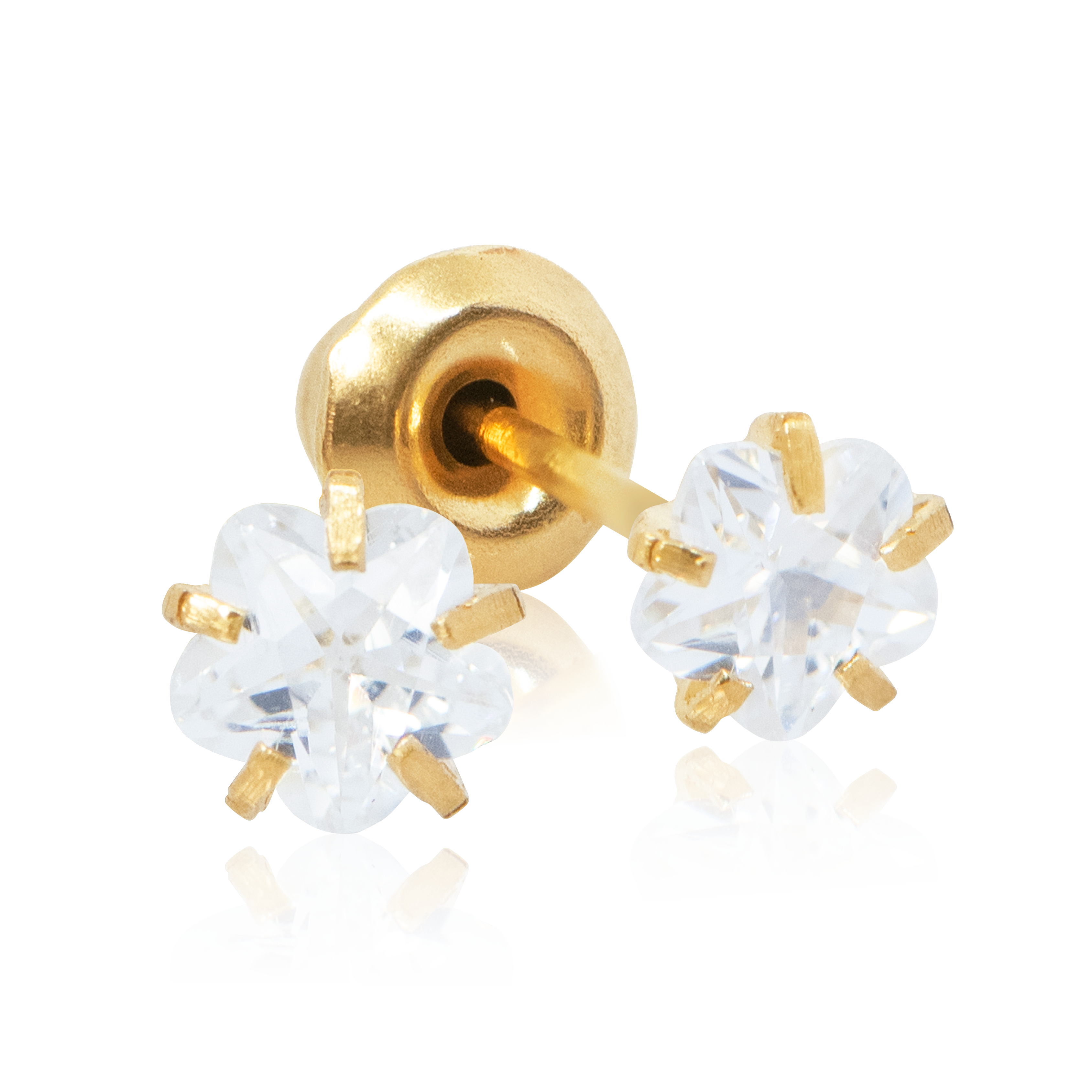 QPP Click 4 mm Gänseblümchen-weißer Zirkonia, vergoldet, Artikel-Nr. CLK-DCZ404Y / Kurz-Nr. A32