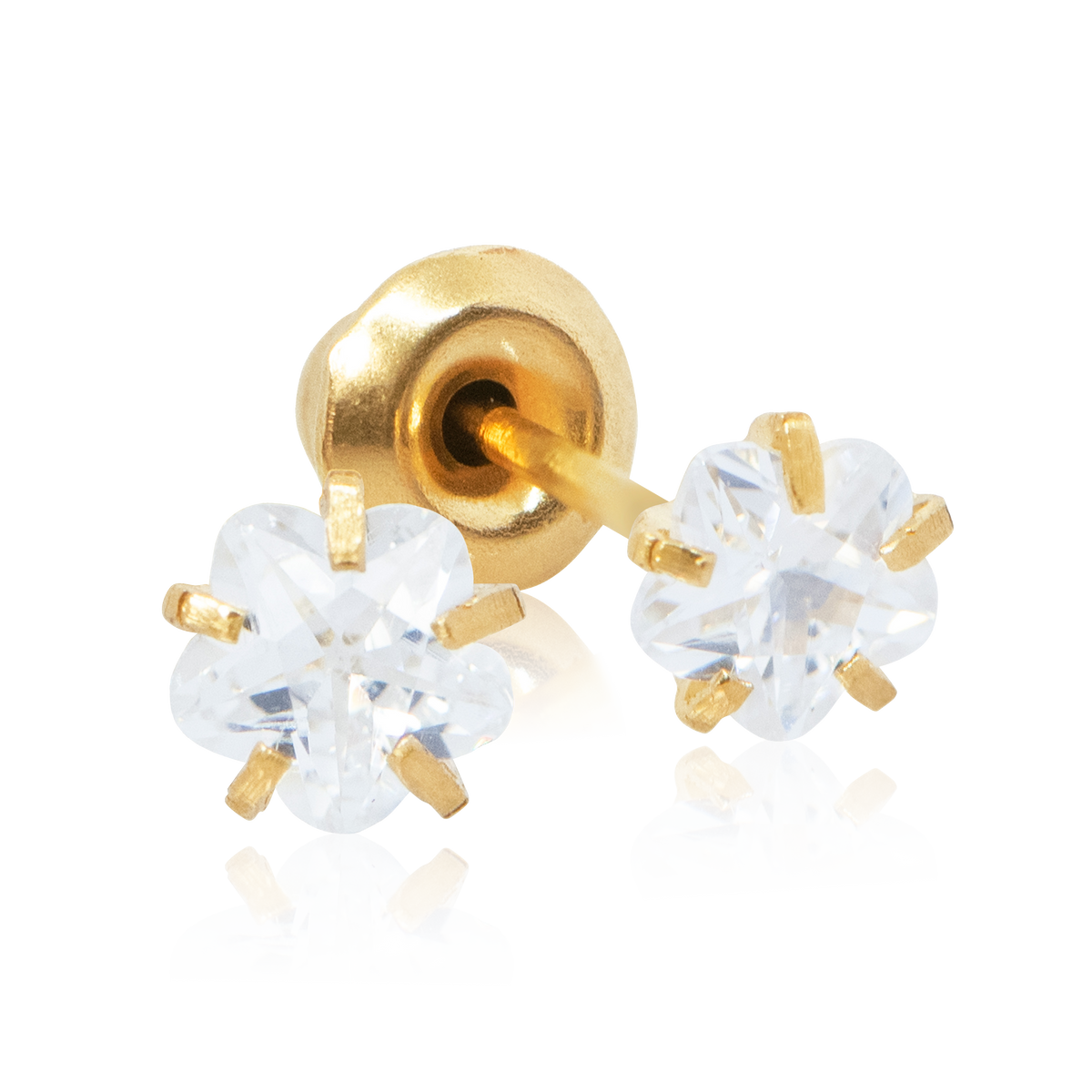QPP Click 4 mm Gänseblümchen-weißer Zirkonia, vergoldet, Artikel-Nr. CLK-DCZ404Y / Kurz-Nr. A32
