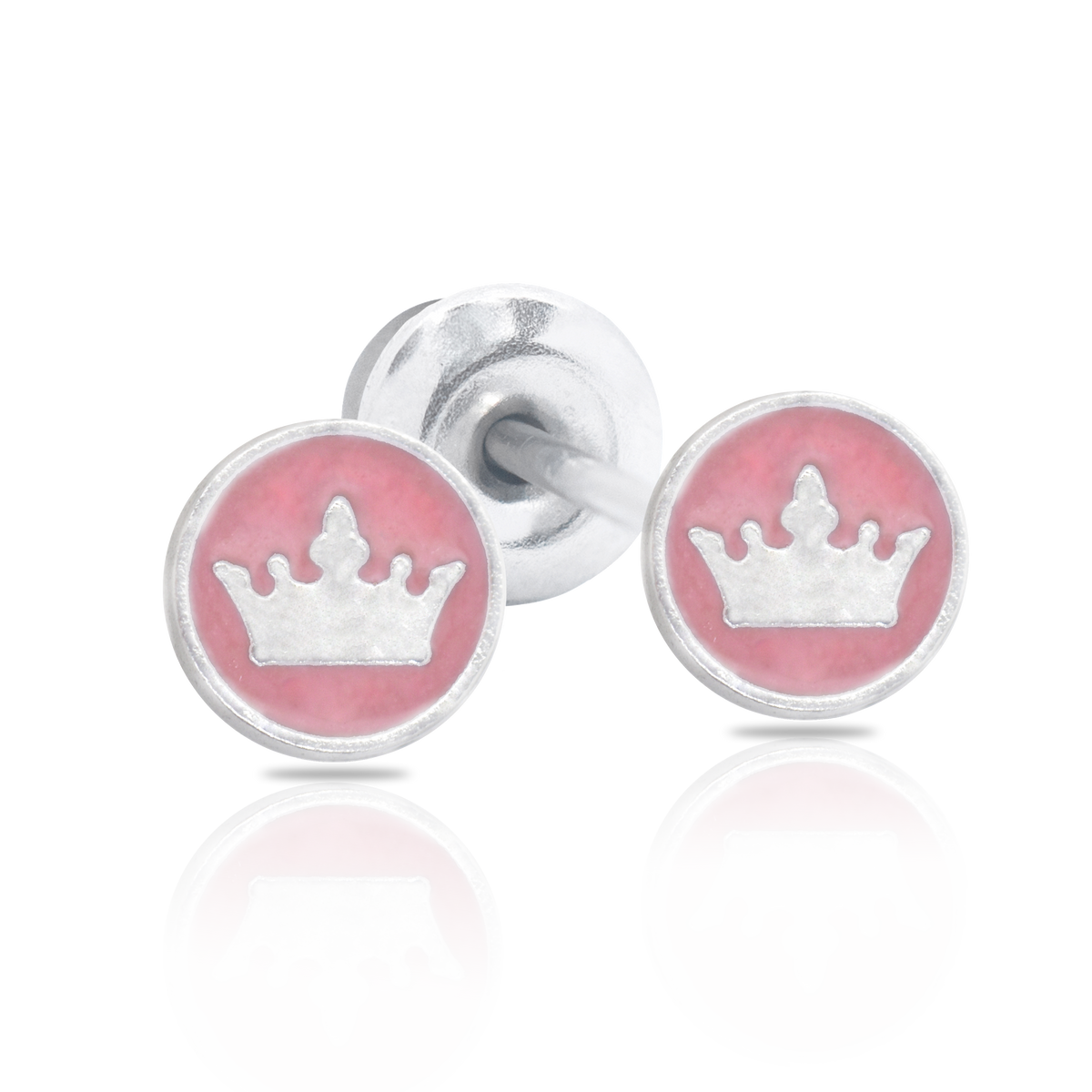 QPP Click Prinzessin Linie Rosa Krone, Disney Lizenzierte Ohrringe - Artikel-Nr. F600485L.CS / Kurze Artikel-Nr. JCM10