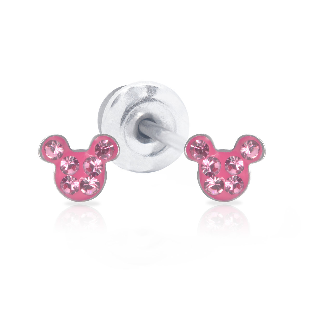 QPP Click Pink Emaille Micky Maus, Disney lizenzierter Ohrring, Artikel-Nr. F600478RPL.CS / Kurz-Nr. JCM2