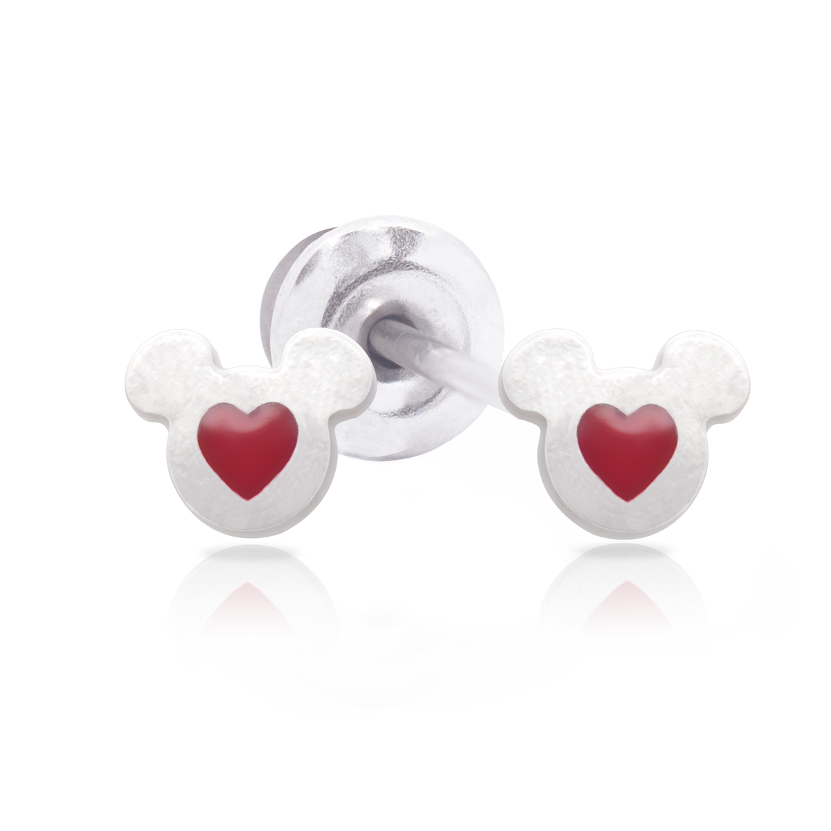 QPP Klick rote Emaille Mickey, Disney lizenzierte Ohrringe, Artikel-Nr. F600479L.CS / Kurz-Nr. JCM3