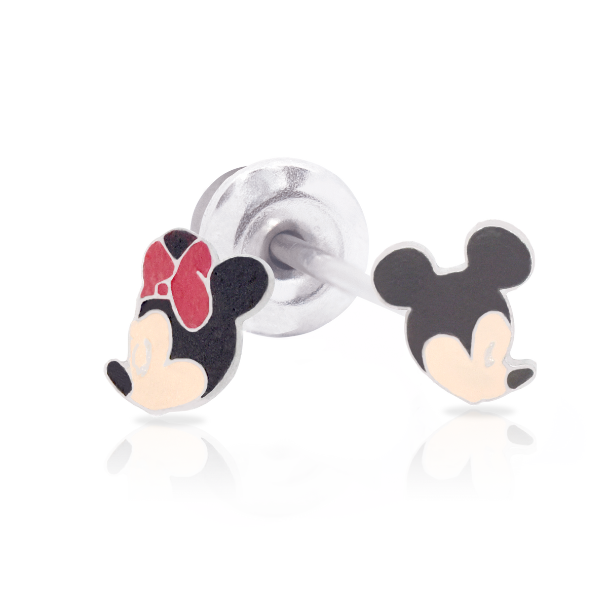 QPP Klick Rot & Schwarz Mickey Minnie, Disney lizenzierte Ohrringe, Artikel-Nr. F600480L.CS / Kurz-Nr. JCM4