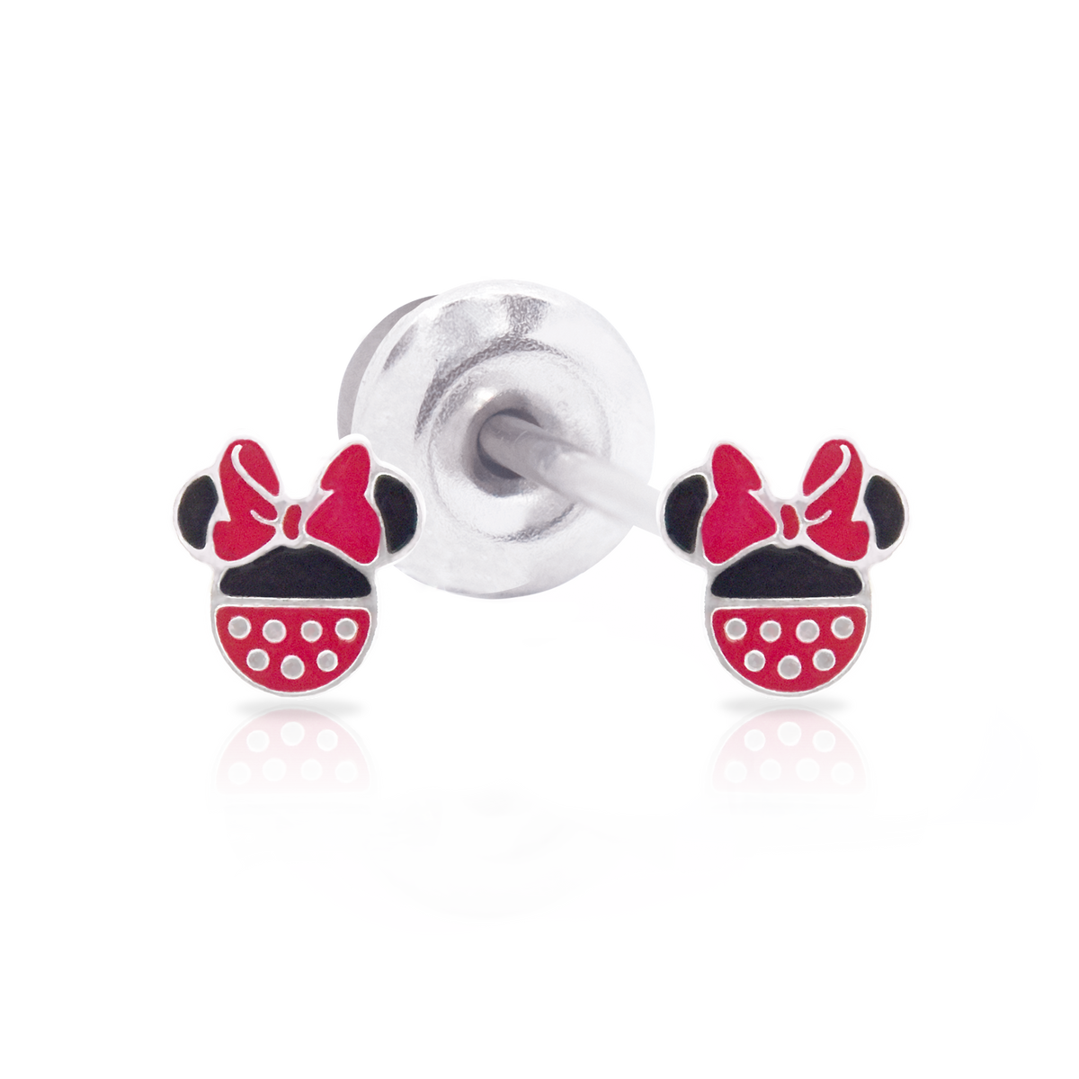 QPP Click Emaille Rot & Schwarz Minnie, Disney Lizenzierter Ohrring - Artikel-Nr. F600483L.CS / Kurz-Nr. JCM8