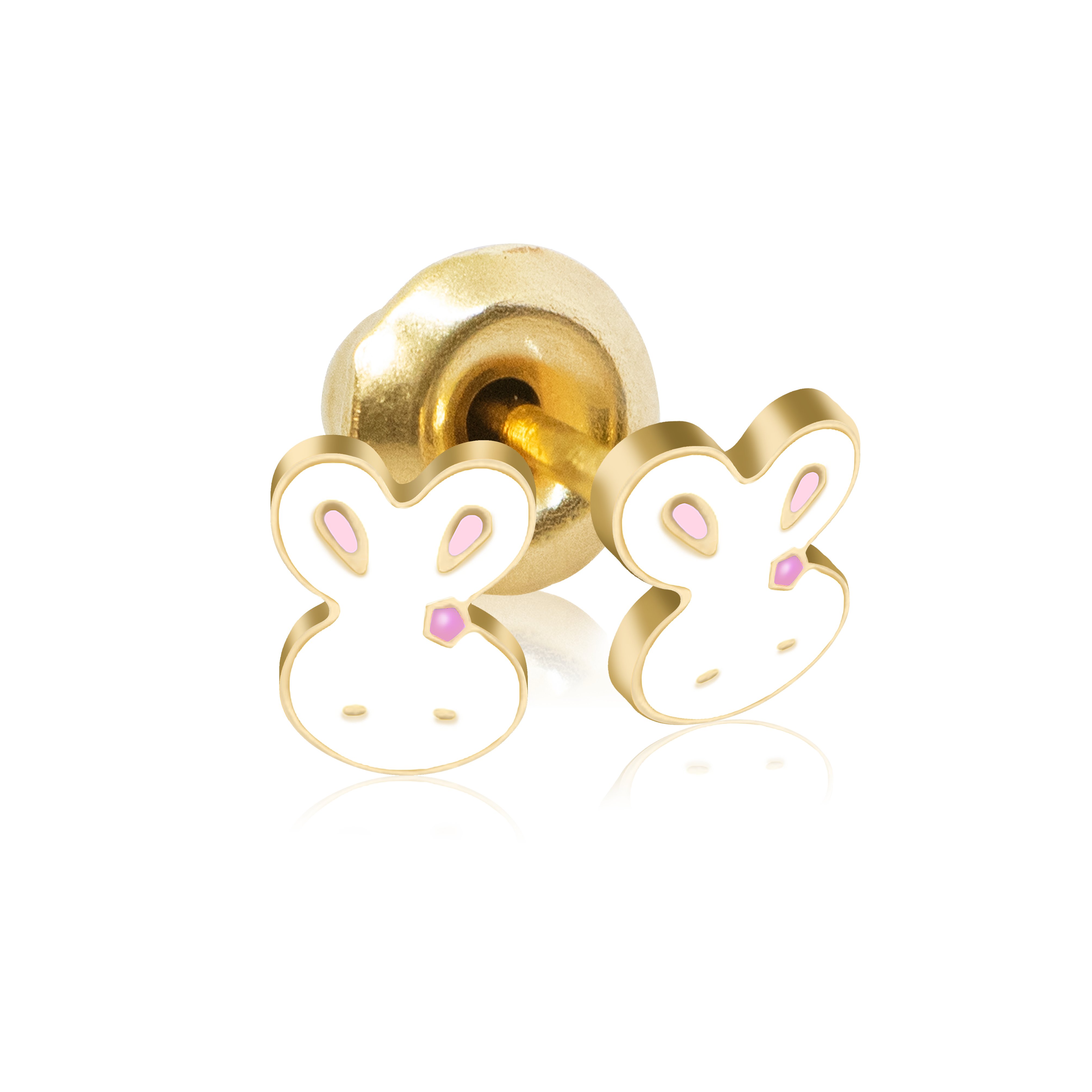 QPP Click Kids Häschen Emaille Weiß, Vergoldet, Art.-Nr. CLK-KB01Y / Kurz-Nr. K2